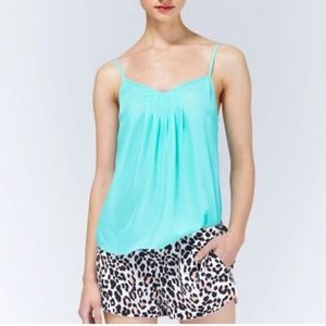 Aritzia Talula Teal Green Spaghetti Strap Flowy Blouse V Neck Top